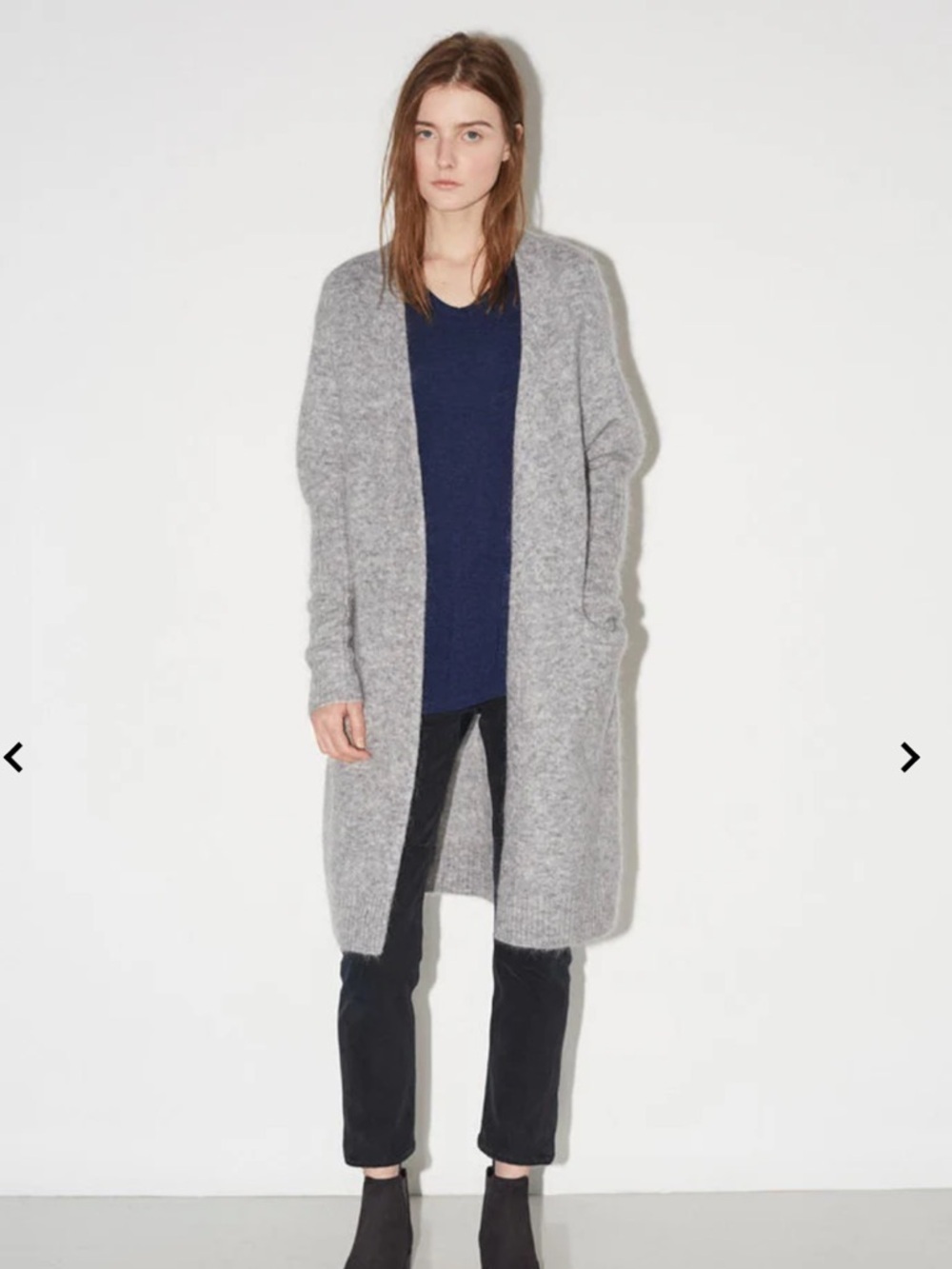 Acne Studio Raya Mohair-Blend Gray Long Cardigan Sweater - XSmall